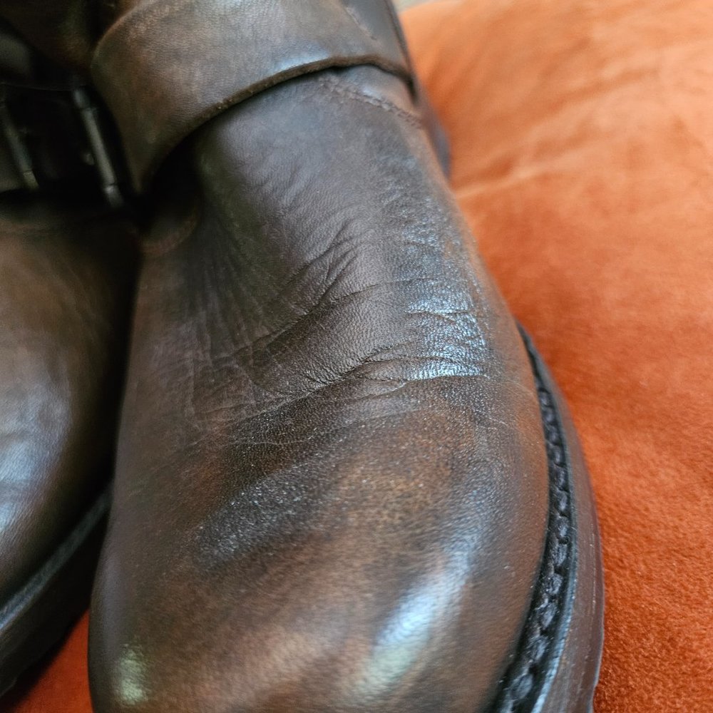 Frye Brown Leather Ankle Harness Boots - Picture 2 of 12